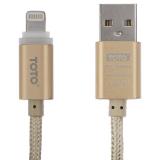 Toto TKG-25 LED Metal Braided USB cable Lightning 1m Gold -  1
