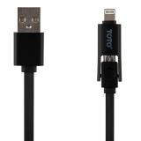 Toto TKG-33 Flat USB cable 2 in 1 microUSB + Lightning 1m Black -  1