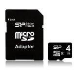 Silicon Power 4 GB microSDHC Class 4 + SD Adapter -  1