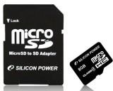 Silicon Power 8 GB microSDHC Class 4 + SD adapter -  1