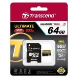 Transcend 64 GB microSDXC UHS-I U3 Ultimate + SD Adapter TS64GUSDU3 -  1