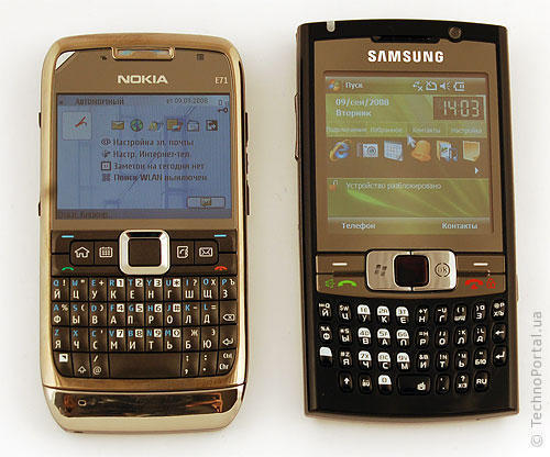 Сравниваем смартфоны с qwerty-клавиатурой: Nokia E71 и Samsung i780 /  Обзоры мобильных телефонов / Статьи / ТехноПортал