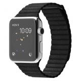Apple 42mm Stainless Steel Case with Black Leather Loop (MJYP2) -  1