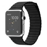 Apple 42mm Stainless Steel Case with Black Leather Loop (MJYN2) -  1