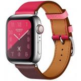 Apple Watch Hermes Series 4 GPS + LTE 40mm Steel w. Bordeaux/Rose Extreme/Rose Azalee Leather (MU702) -  1