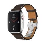 Apple Watch Hermes Series 4 GPS + LTE 44mm Steel Case w. Ebene Barenia Leather Tour Buckle (MU6U2) -  1