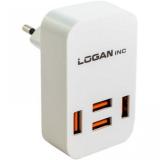 Logan Quad USB Wall Charger 5V 4A CH-4 White -  1