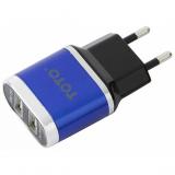 Toto TZV-41 Led Travel charger 2USB 2,1A Blue (TZV-41-Bl) -  1