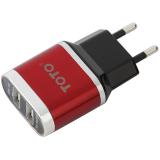Toto TZV-41 Led Travel charger 2USB 2,1A Red -  1
