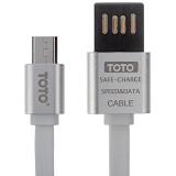 Toto TKG-24 Metal Two-sides Flat USB cable microUSB 1m Silver -  1