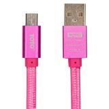 Toto TKG-28 Metal Braided Flat USB cable microUSB 1m Pink -  1