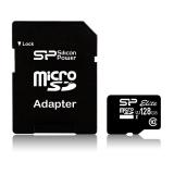 Silicon Power 128 GB microSDXC UHS-I Elite + SD adapter SP128GBSTXBU1V10-SP -  1