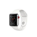 Apple Watch Series 3 GPS + Cellular 38mm Stainless Steel w. Soft White Sport B. (MQJV2) - фото 1