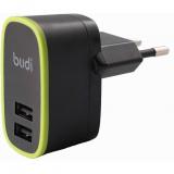BUDI Travel charger 2USB 2.4A + Lightning cable + Micro cable 1.2 m Black (M8J056E) -  1