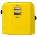 Momax 1 World USB Travel Adapter AC port (UK/EU/US/JP/CN/AU) Yellow (UA1Y) -  1